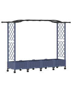 Letto Rialzato con Griglia e Tetto Grigio 207 x 40 x 129 cm PP 2