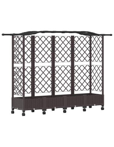 Letto Rialzato con Griglia e Tetto Marrone 203,5 x 40 x 129 cm