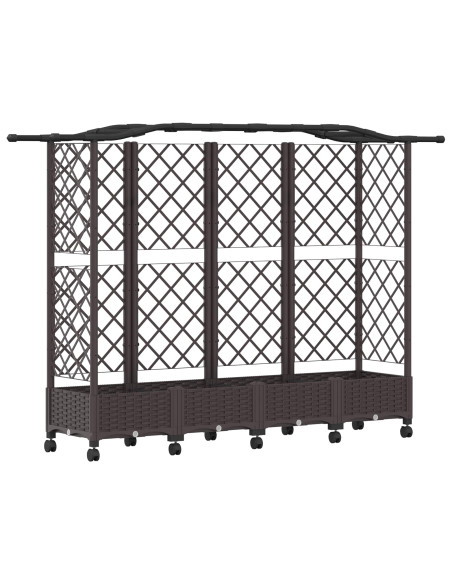 Letto Rialzato con Griglia e Tetto Marrone 203,5 x 40 x 129 cm