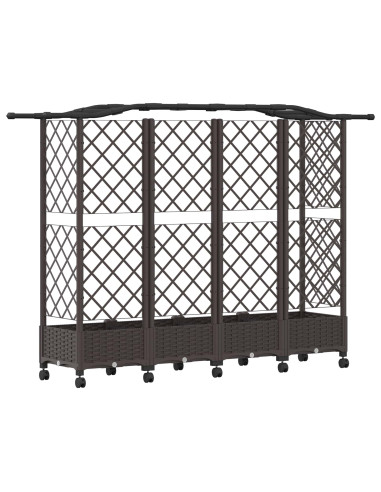 Letto Rialzato con Griglia e Tetto Marrone 203,5 x 40 x 129 cm