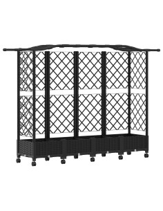 Letto Rialzato con Griglia e Tetto Nero 203,5 x 40 x 129 cm PP 2