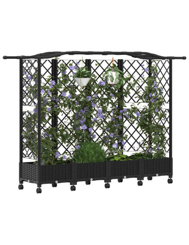 Letto Rialzato con Griglia e Tetto Nero 203,5 x 40 x 129 cm PP