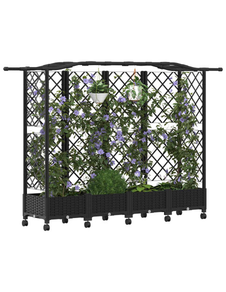 Letto Rialzato con Griglia e Tetto Nero 203,5 x 40 x 129 cm PP