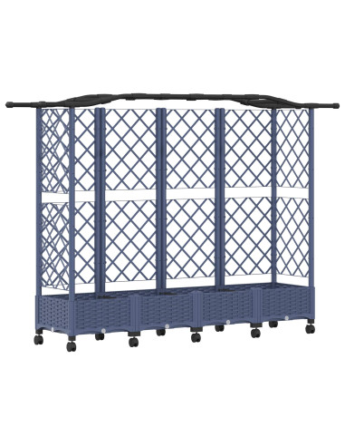 Letto Rialzato con Griglia e Tetto Grigio 203,5 x 40 x 129 cm