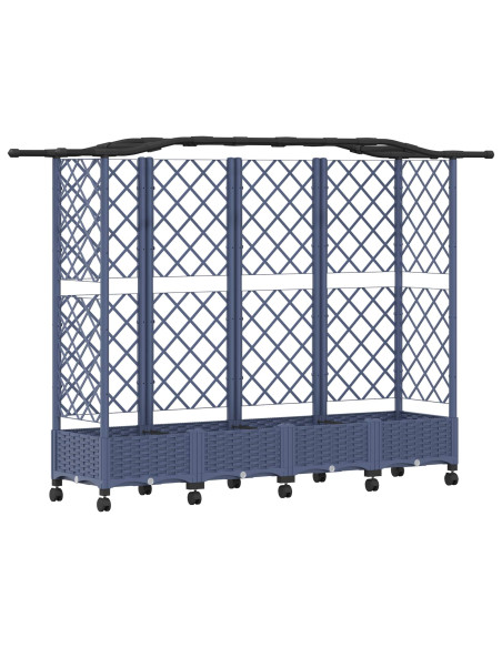 Letto Rialzato con Griglia e Tetto Grigio 203,5 x 40 x 129 cm