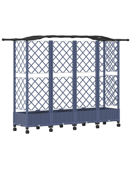 Letto Rialzato con Griglia e Tetto Grigio 203,5 x 40 x 129 cm
