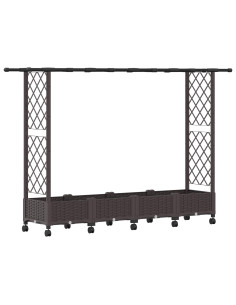 Letto Rialzato con Griglia e Tetto Marrone 203 x 40 x 127 cm PP 2