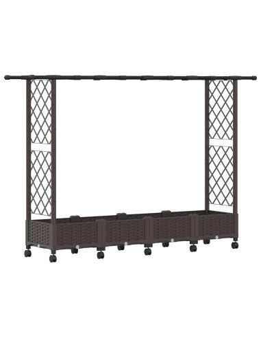 Letto Rialzato con Griglia e Tetto Marrone 203 x 40 x 127 cm PP