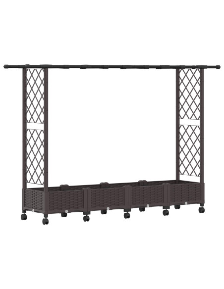 Letto Rialzato con Griglia e Tetto Marrone 203 x 40 x 127 cm PP