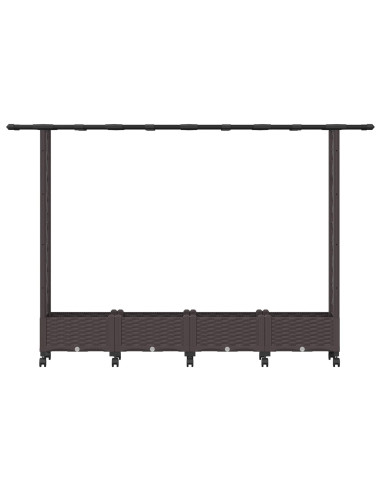 Letto Rialzato con Griglia e Tetto Marrone 203 x 40 x 127 cm PP