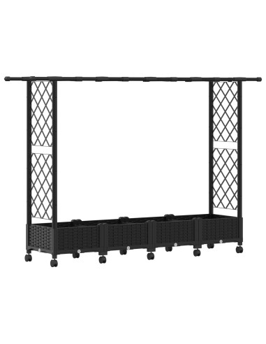 Letto Rialzato con Griglia e Tetto Nero 203 x 40 x 127 cm PP