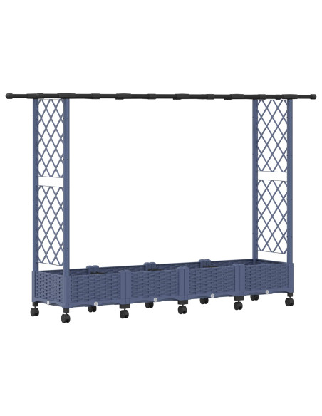 Letto Rialzato con Griglia e Tetto Grigio 203 x 40 x 127 cm PP
