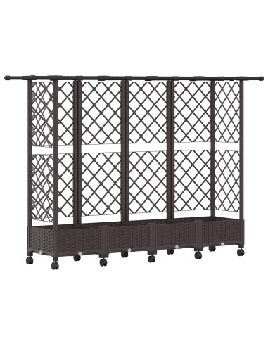 Letto Rialzato con Griglia e Tetto Marrone 202,5 x 40 x 127 cm