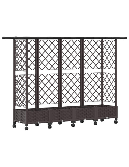 Letto Rialzato con Griglia e Tetto Marrone 202,5 x 40 x 127 cm