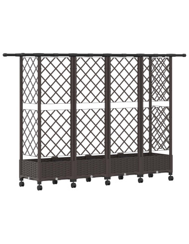 Letto Rialzato con Griglia e Tetto Marrone 202,5 x 40 x 127 cm