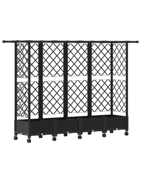 Letto Rialzato con Griglia e Tetto Nero 202,5 x 40 x 127 cm PP