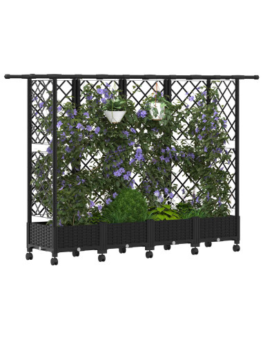 Letto Rialzato con Griglia e Tetto Nero 202,5 x 40 x 127 cm PP