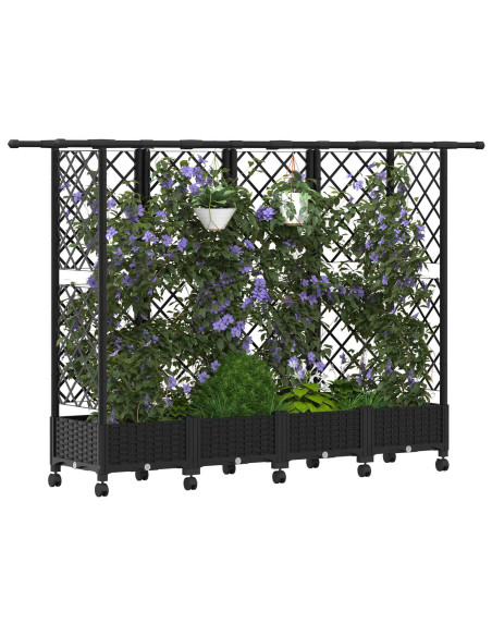 Letto Rialzato con Griglia e Tetto Nero 202,5 x 40 x 127 cm PP