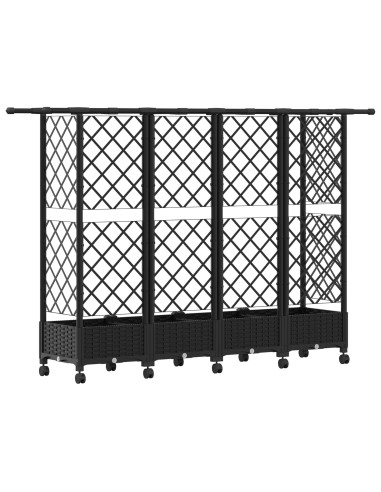 Letto Rialzato con Griglia e Tetto Nero 202,5 x 40 x 127 cm PP