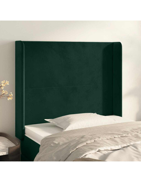 Testiera ad Orecchio Verde Scuro 83x16x118/128 cm in Velluto