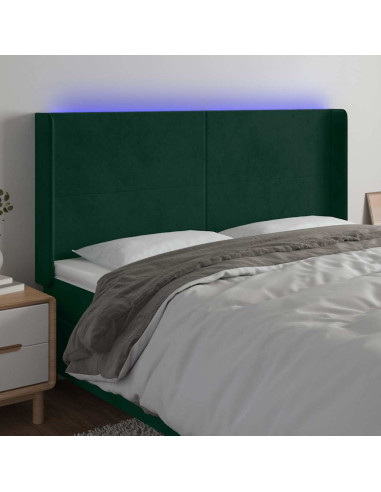 Testiera a LED Verde Scuro 203x16x118/128 cm in Velluto