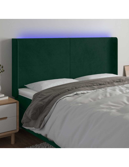 Testiera a LED Verde Scuro 203x16x118/128 cm in Velluto