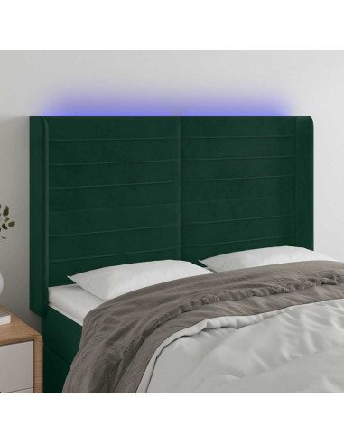 Testiera a LED Verde Scuro 147x16x118/128 cm in Velluto