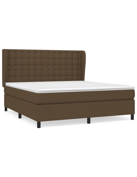 Giroletto a Molle con Materasso Marrone Scuro 160x200cm Tessuto