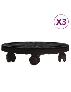 Carrelli per Piante con Ruote 3 pz Diametro 30 cm Neri 170 kg 2