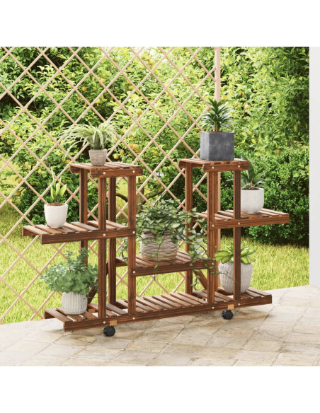Portafiori con Ruote 110x25x78 cm in Legno Massello di Abete