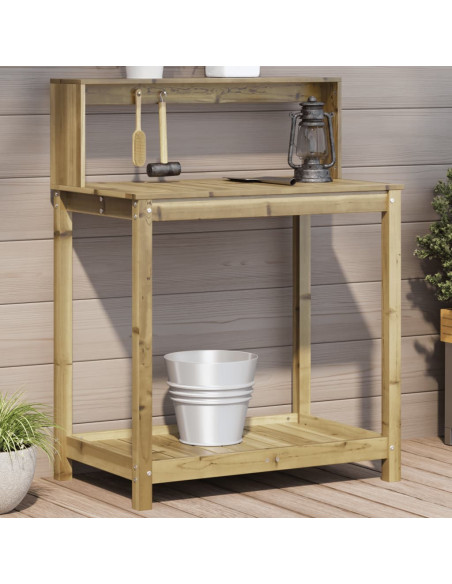 Tavolo Invaso con Ripiani 82,5x50x109,5cm Legno Impregnato Pino