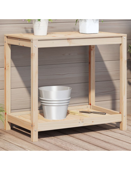 Tavolo Invaso con Ripiano 82,5x50x75 cm Legno Massello di Pino