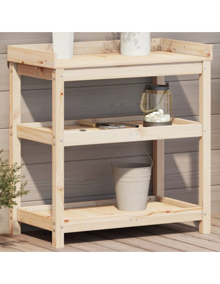 Tavolo Invaso con Ripiani 82,5x45x86,5 cm Legno Massello Pino