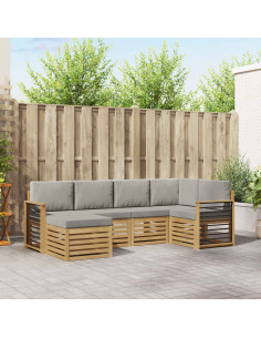Set di divani da esterno 6 pcs Bianco e Grigio Chiaro