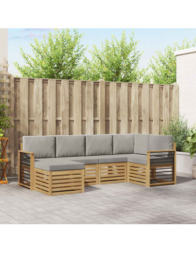 Set di divani da esterno 6 pcs Bianco e Grigio Chiaro