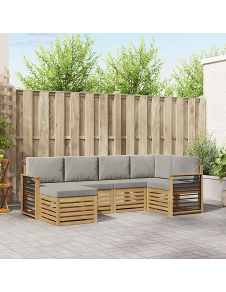 Set di divani da esterno 6 pcs Bianco e Grigio Chiaro