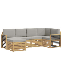 Set di divani da esterno 6 pcs Bianco e Grigio Chiaro 2