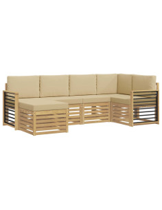 Set di divani da esterno 6 pcs Bianco e Beige Poliestere 2