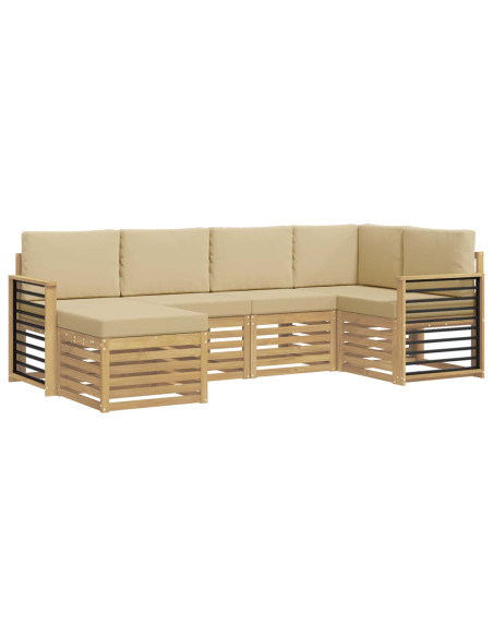 Set di divani da esterno 6 pcs Bianco e Beige Poliestere