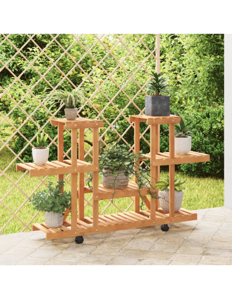 Portafiori con Ruote 110x25x78 cm in Legno Massello di Abete