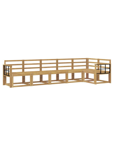 Set di divani da esterno 6 pcs Bianco Legno di Acacia Massello