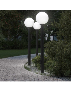 Lampioni a palo con presa elettrica 3 pz 120 cm Nero IP44