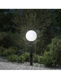 Lampada a paletto con sensore e presa 80 cm Nera IP44