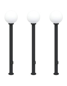 Lampioni a palo con presa elettrica 3 pz 120 cm Nero IP44 2
