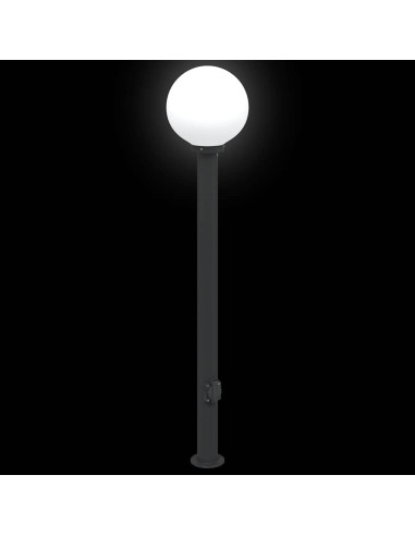 Lampioni a palo con presa elettrica 3 pz 120 cm Nero IP44