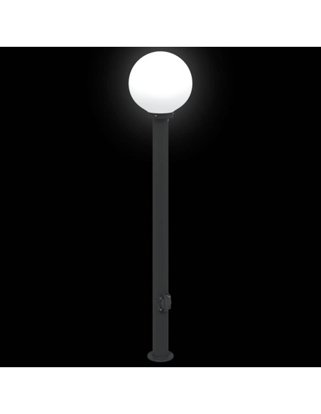 Lampioni a palo con presa elettrica 3 pz 120 cm Nero IP44