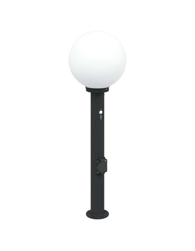 Lampada a paletto con sensore e presa 80 cm Nera IP44
