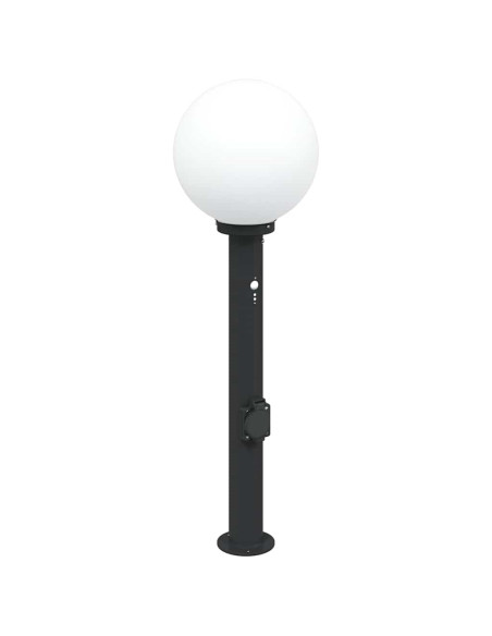 Lampada a paletto con sensore e presa 80 cm Nera IP44