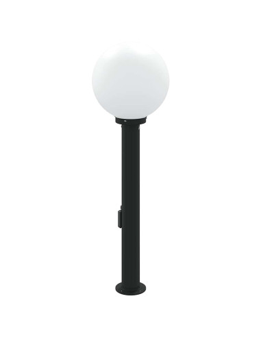 Lampada a paletto con sensore e presa 80 cm Nera IP44