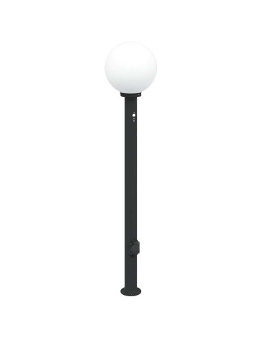 Lampada a paletto con sensore e presa 120 cm Nera IP44